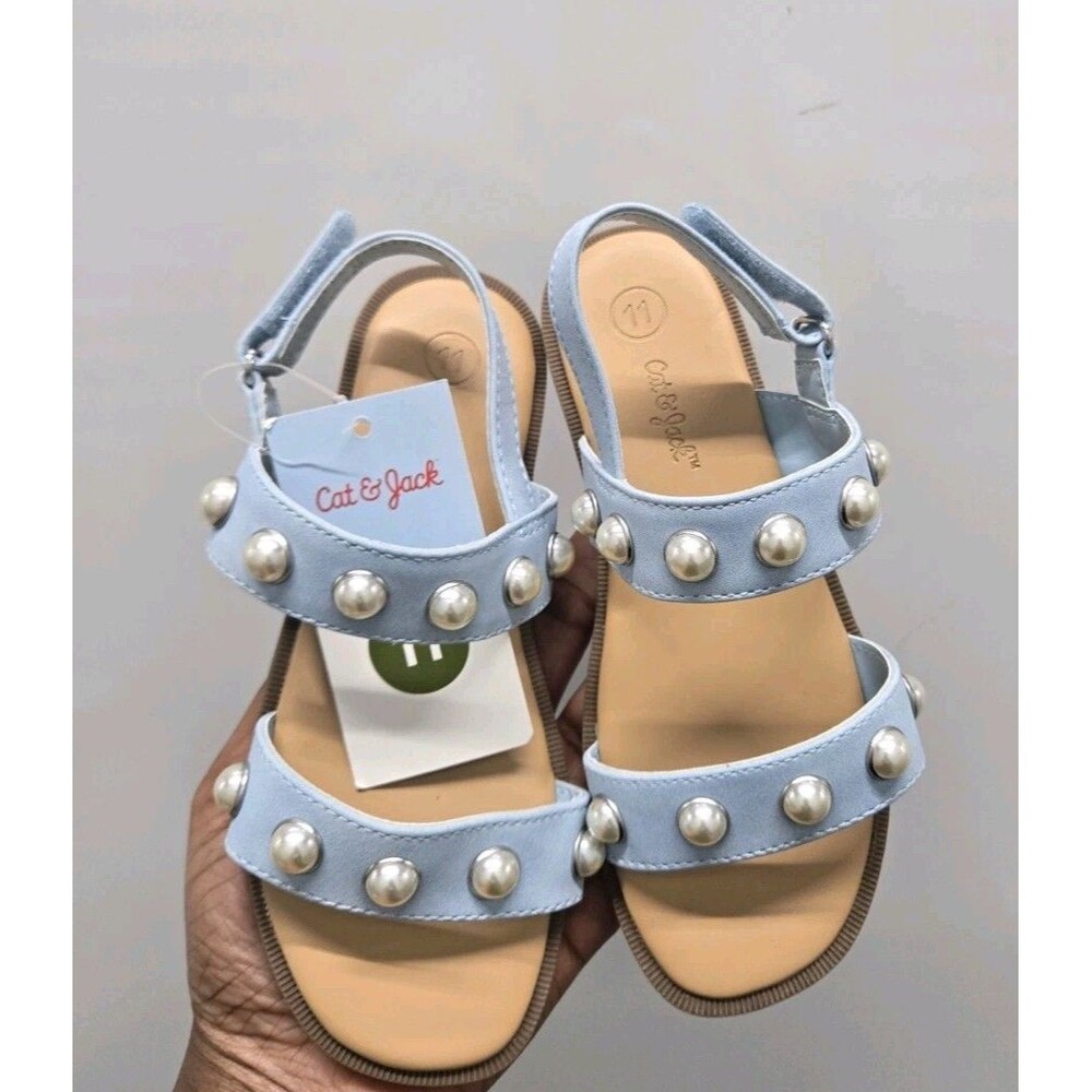 Cat & Jack Toddler Selene Pearl Open Toe Sandals Buckle Blue
